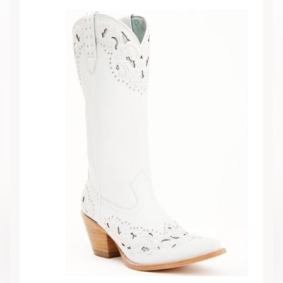 Shyanne Shoes - Shyanne White Embellished Danitza Western Boots - Snip Toe
